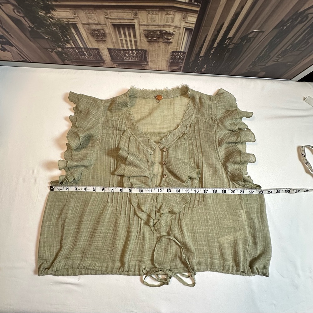 Free People Green Ruffle Top - Picture 3 of 7